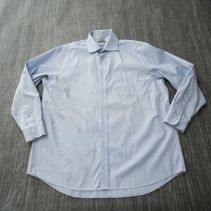 Enro Shirt‎ Men Button Up Ultra Pin Point Light Blue Long Sleeve 17.5 34-35
